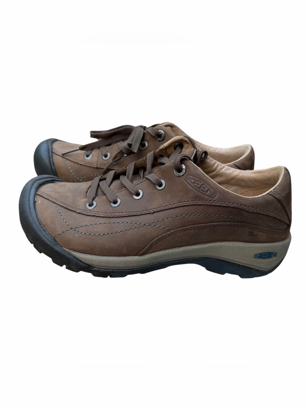 KEEN Women’s Brown Leather Walking Hiking Comfort Shoes US 7.5 EU 38 Lace Up